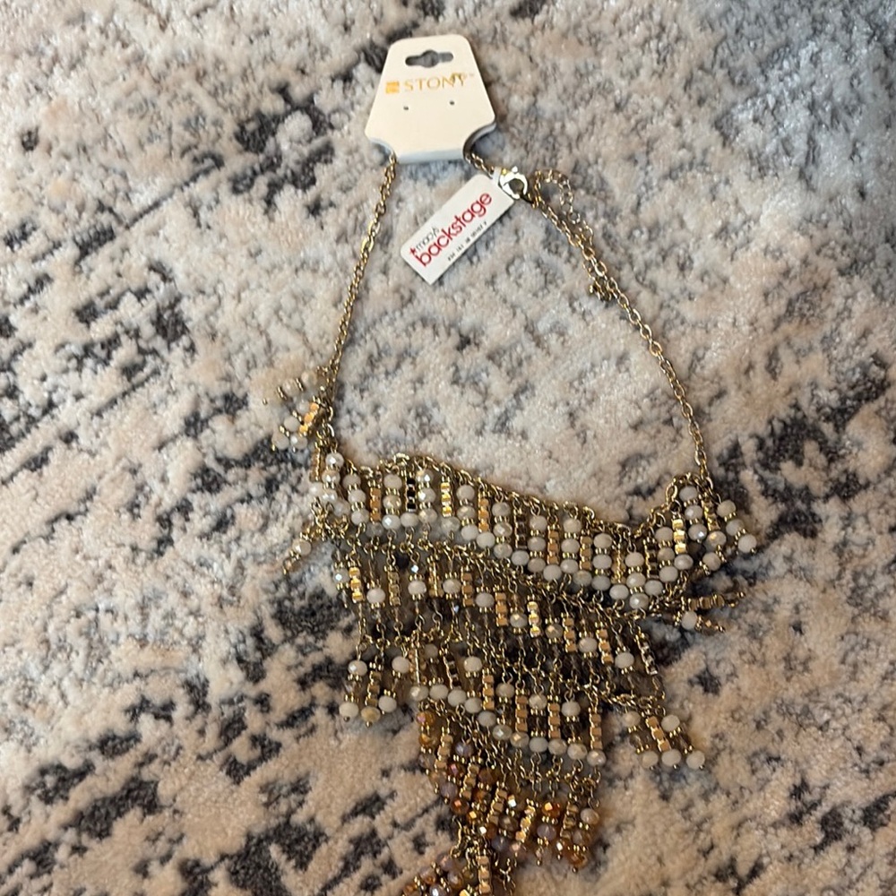 Gold and White Statement Necklace